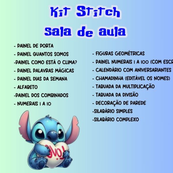 Kit Stitch sala de aula