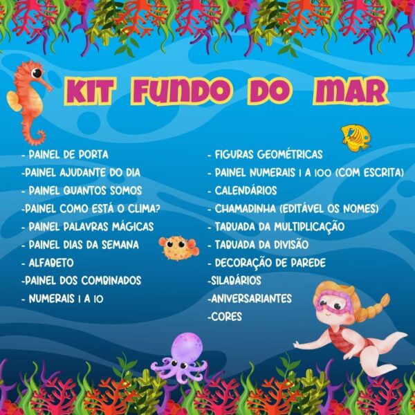 kit sala de aula Fundo do Mar