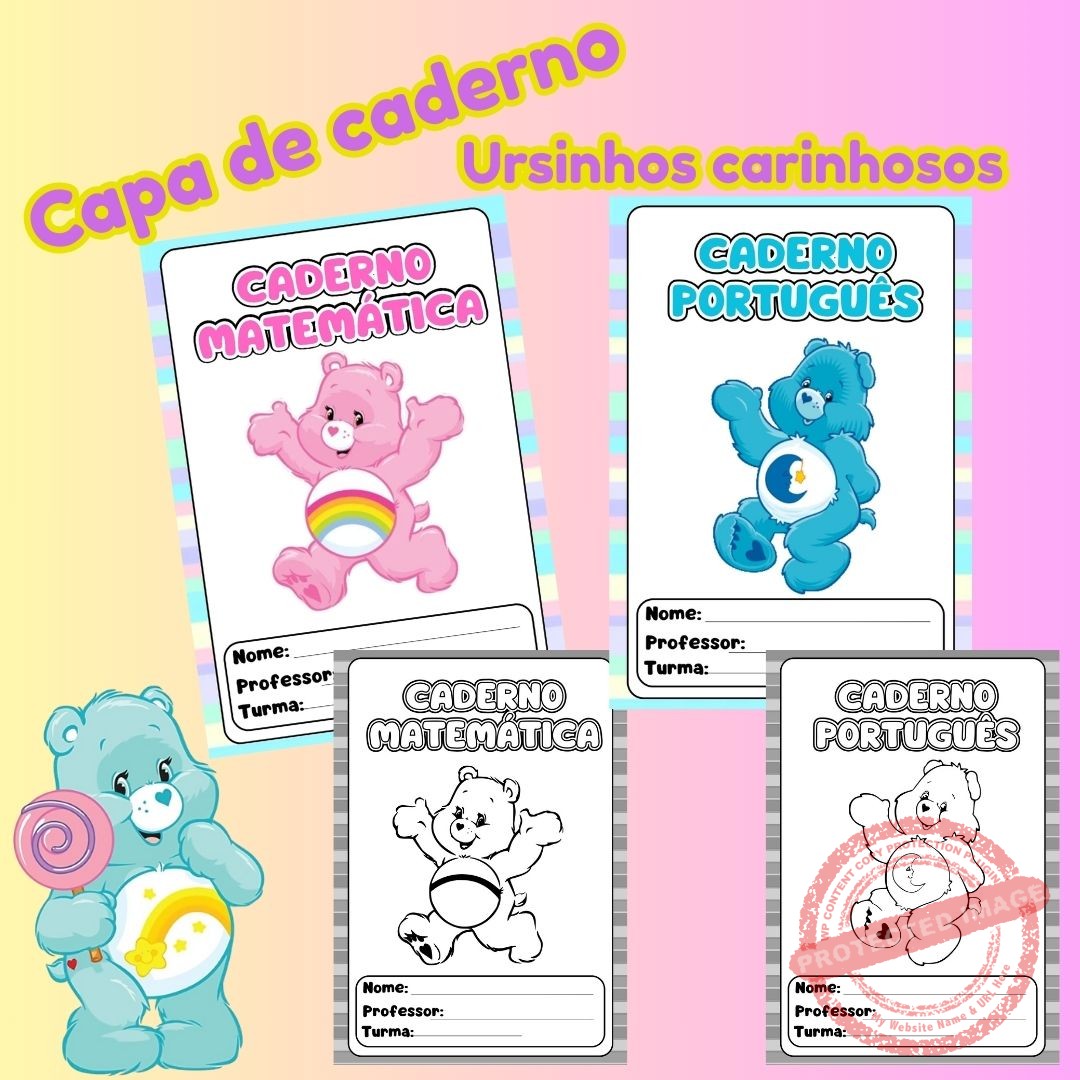 Capa de caderno dos Ursinhos carinhosos